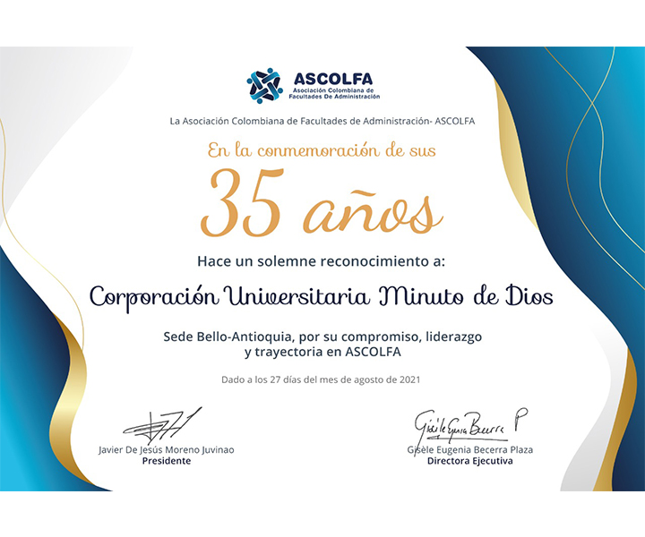ASCOLFA otorgó reconocimiento a Facultad de Ciencias Económicas y Administrativas 