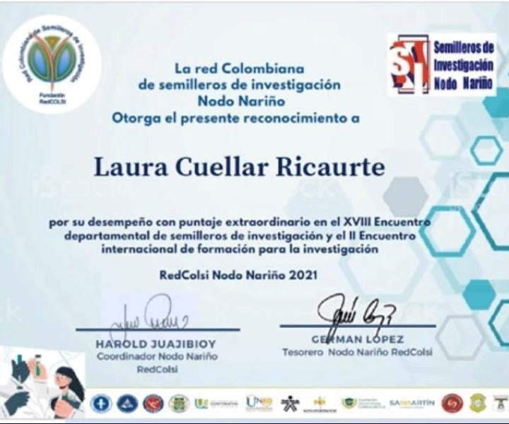 reconocimiento a Laura Cuellar del Centro Regional Pasto
