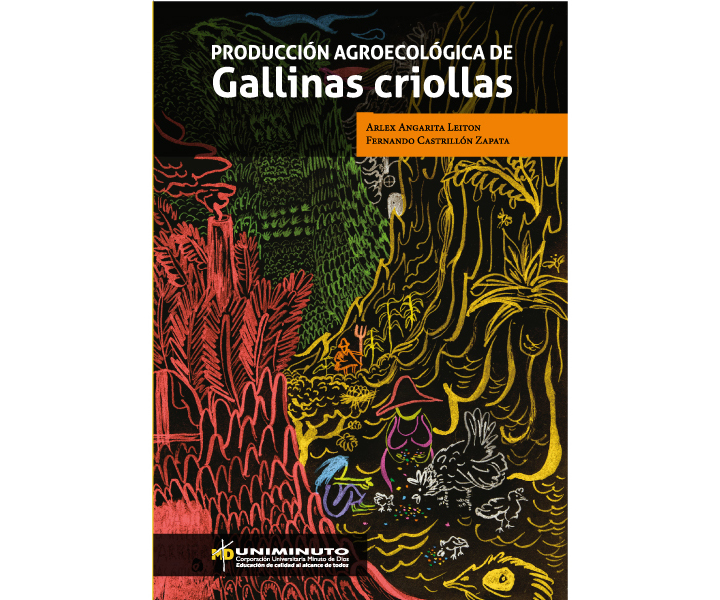 Caratula libro con ilustraciones del campo con gallinas