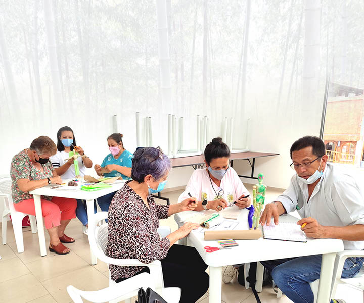 Grupo de trabajo de seis personas en el proyecto CTeI para la Guadua en Cundinamarca 