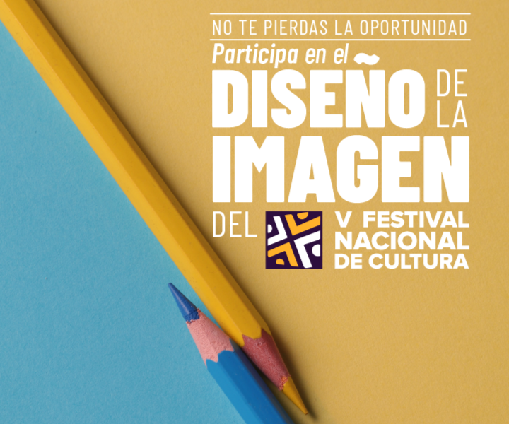 Lápices de colores y texto "Diseña la imagen del V Festival Nacional de Cultura"