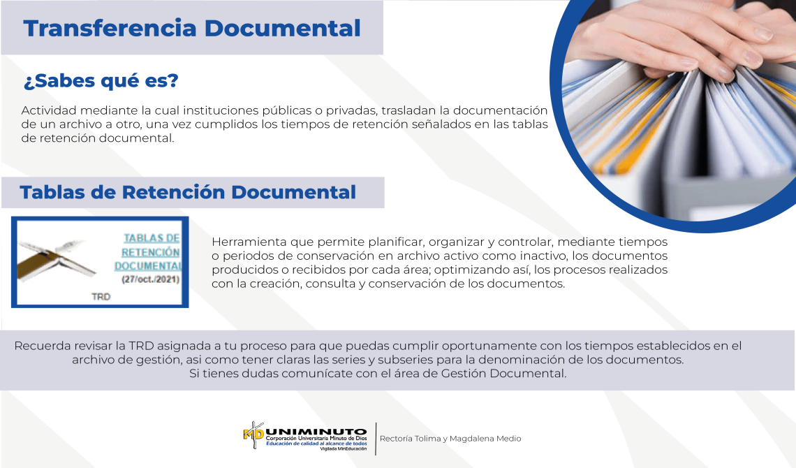 Pieza informativa sobre Transferencia Documental