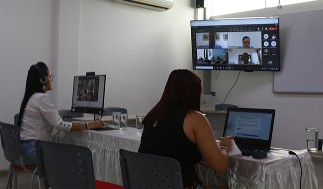 Coordinadores en sesión virtual con los pares académicos