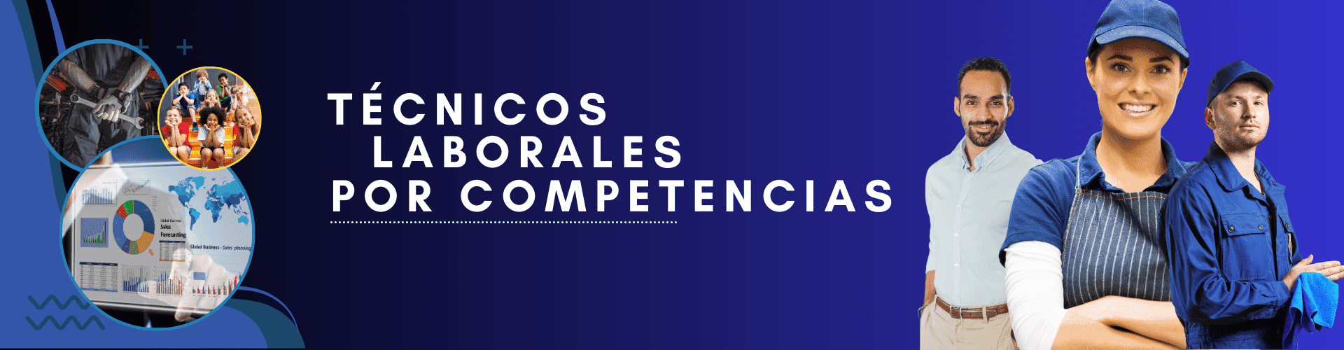 imagen de trabajadores con fondo azul