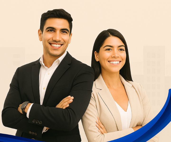 hombre y una mujer con roca casual y sonriendo hombre y una mujer con roca casual y sonriendo
