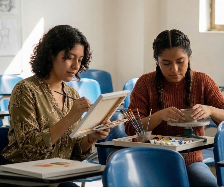 jovenes en un salón 