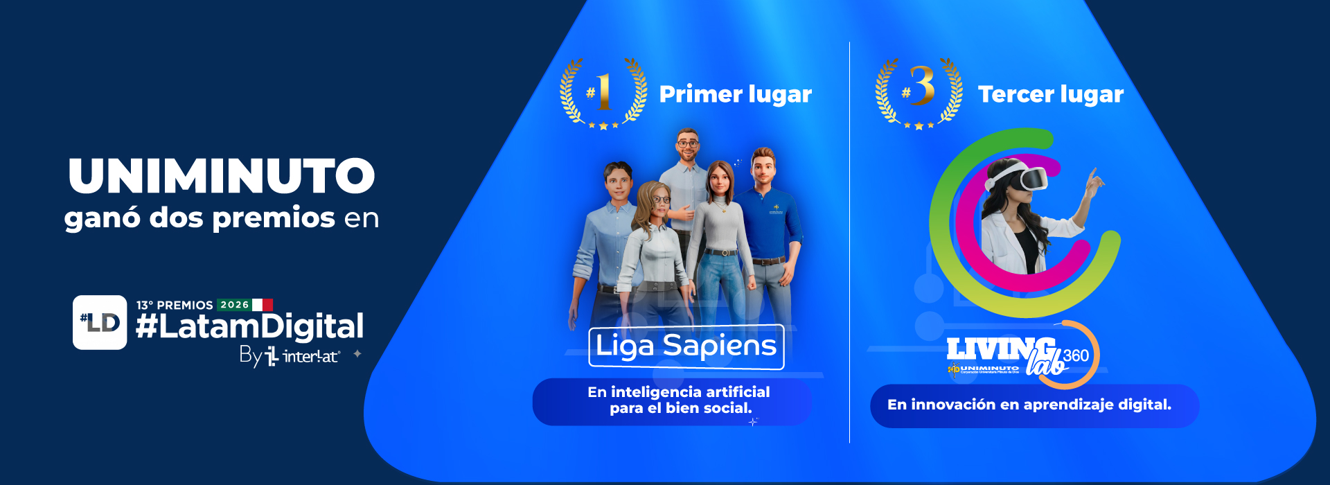 Banner sobre premios latam digital obtenidos por UNIMINUTO 