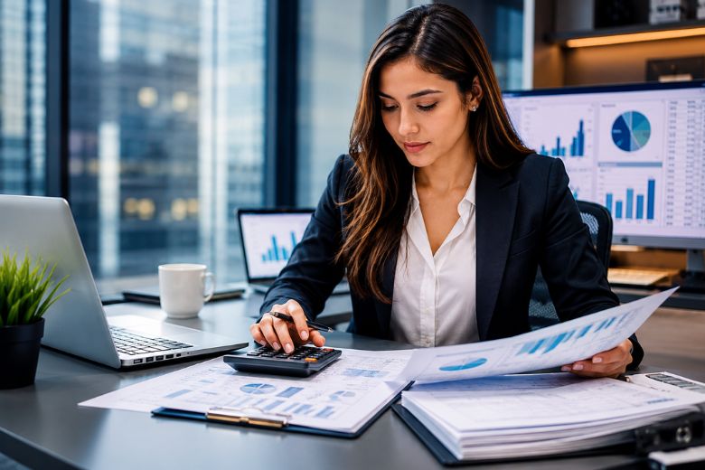 Mujer trabajando en contabilidad