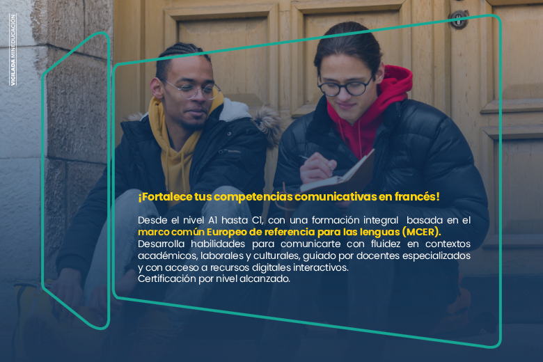 Estudiante  leyendo su libro de conocimiento académicos en frances