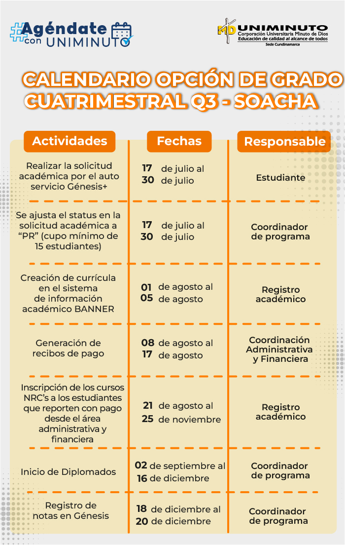 Calendario Cuatrimestral Q3 - Soacha