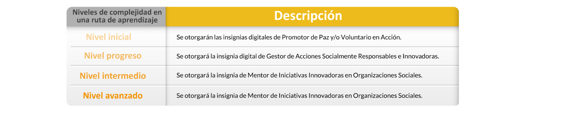 niveles de complejidad