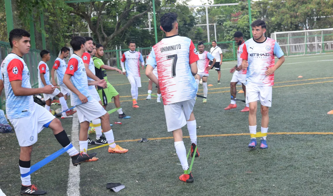Calentamiento equipo de fútbol