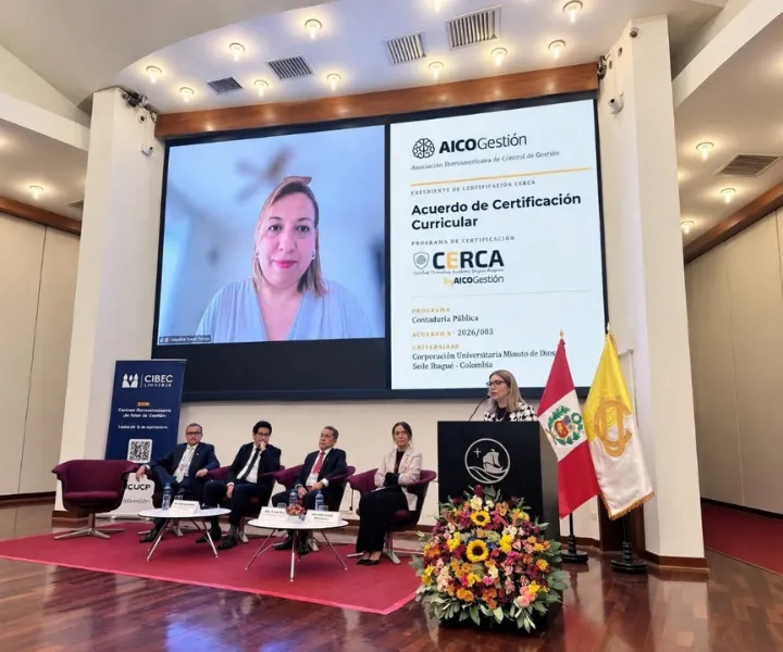 UNIMINUTO Centro Universitario Ibagué recibe oficialmente la Certificación CERCA - Acuerdo N° 2026/003 - otorgada por AICOGestión, por la incorporación de estándares internacionales de Control de Gestión en el programa de Contaduría Pública