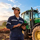 Hombre en operaciones de maquinaria agricola 