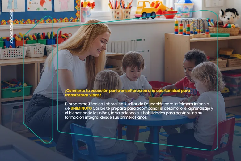 Profesora con un grupo de niños en un aula de clases