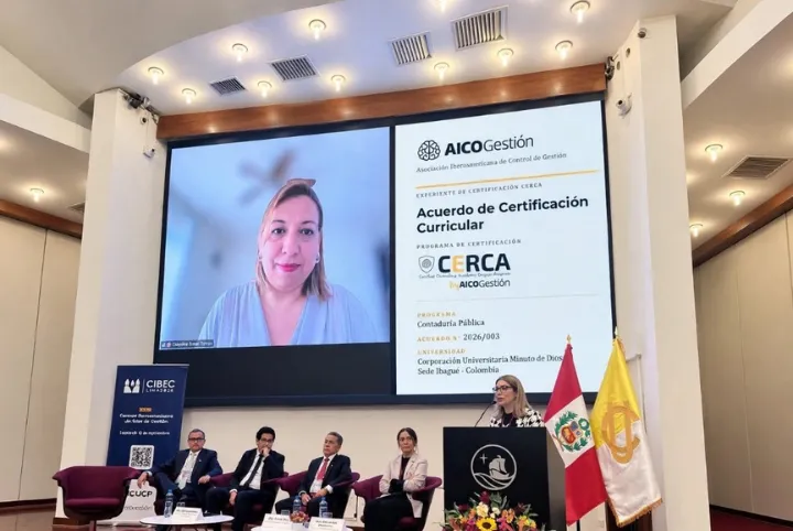 UNIMINUTO Centro Universitario Ibagué recibe oficialmente la Certificación CERCA - Acuerdo N° 2026/003 - otorgada por AICOGestión, por la incorporación de estándares internacionales de Control de Gestión en el programa de Contaduría Pública