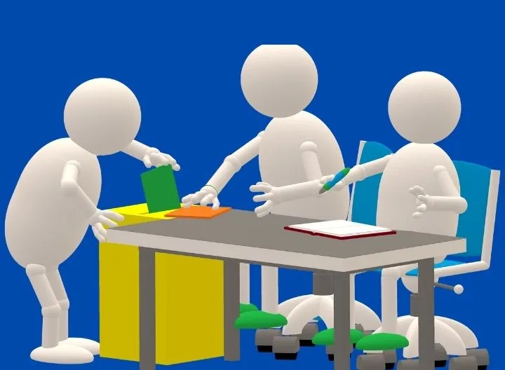 dibujos animados en mesa de votación 