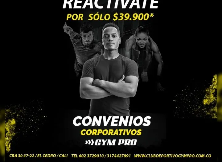 Pieza promocional convenio Gym Pro UNIMINUTO