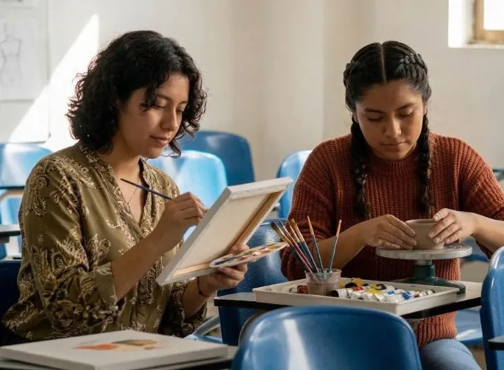 jovenes en un salón 