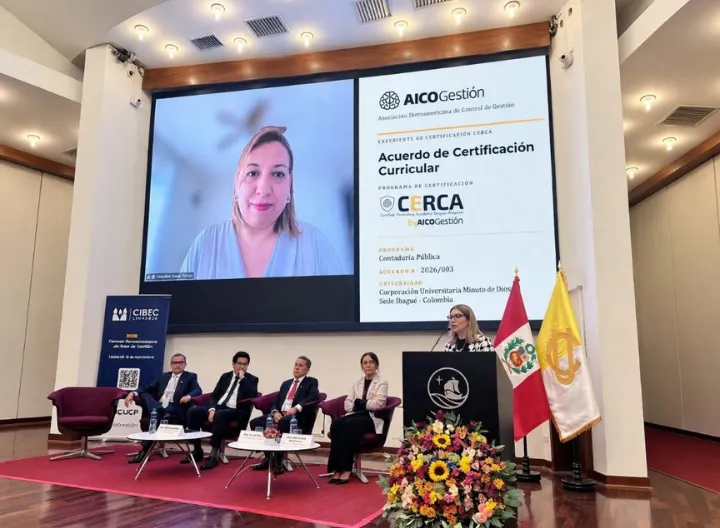 UNIMINUTO Centro Universitario Ibagué recibe oficialmente la Certificación CERCA - Acuerdo N° 2026/003 - otorgada por AICOGestión, por la incorporación de estándares internacionales de Control de Gestión en el programa de Contaduría Pública